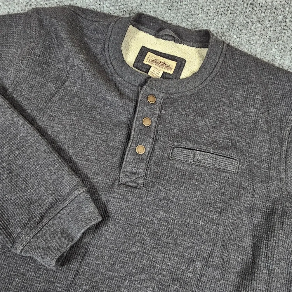 Katahdin Iron Works Henely Waffle Shirt Men's Gray Sherpa Lined Pullover XXL‎